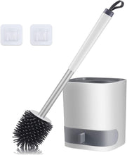 Load image into Gallery viewer, 3 In 1 Silicone Toilet Brush With Holder, Unbreakable Wall Mounted And Free Stand Sleek Toilet Cleaner Brush With Ventilated Drying Stand

