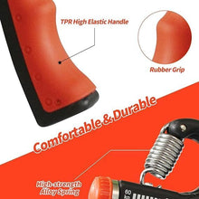 تحميل الصورة في عارض المعرض، Close-up of gym hand grip strengthener showing TPR elastic handle and high-strength alloy spring for durability.
