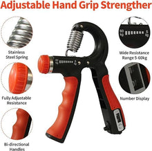 تحميل الصورة في عارض المعرض، Adjustable hand grip strengthener with bi-directional handles and resistance range from 5kg to 60kg for effective strength training.
