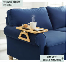 تحميل الصورة في عارض المعرض، Bamboo Folding Sofa Tray, Sofa Armrest Tray Clip-On Couch Desk for Drinks, Snacks, Phone, Remote Control
