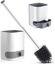 Load image into Gallery viewer, 3 In 1 Silicone Toilet Brush With Holder, Unbreakable Wall Mounted And Free Stand Sleek Toilet Cleaner Brush With Ventilated Drying Stand
