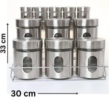 Load image into Gallery viewer, Shakers -  Kitchen Canister Set of 11 -  Stainless Steel 3 Tiers Stand with 6 Jars &amp; 5 Salt Shakers with Glass Window For Spices &amp; Grains
