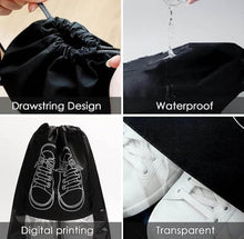 تحميل الصورة في عارض المعرض، Travel Shoe Bag, Waterproof Dustproof, Transparent Slot and Drawstring for Gym and Travel (36 x 45 cm) Grey features drawstring design and waterproof material.
