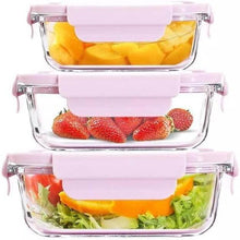 تحميل الصورة في عارض المعرض، Food Storage Containers - Glass with Airtight Lid – Set of 3 Rectangle ( 410 ml - 680 ml - 1040 ml )
