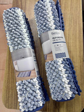 تحميل الصورة في عارض المعرض، Absorbent Luxury Chunky Chenille Bathroom Rug (45x75cm - 440 grams) | Ultra-Soft Non-Slip Bath Mat - Blue &amp; White Stripes
