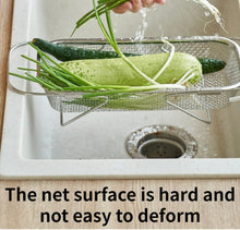 Load image into Gallery viewer, Retractable Stainless Steel Over The Sink Colander, Sink Washing Drying Rack, Expandable Strainer Basket, Mesh, Fruits, Vegetables
