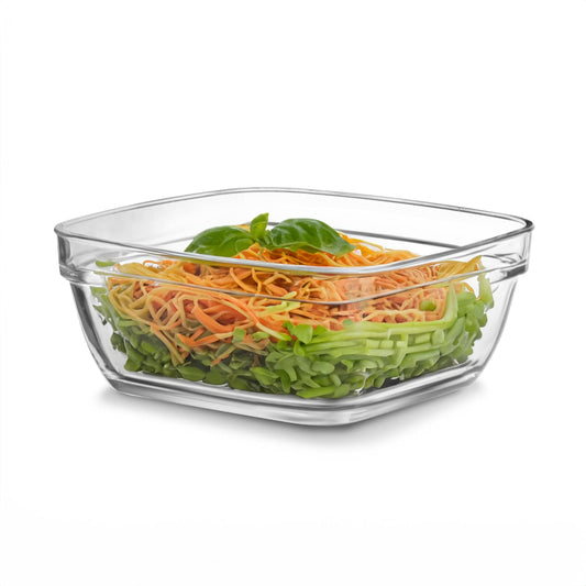 4-Piece Square Clear Glass Bowl Set (600ml) | Multipurpose Serving & Prep Dish