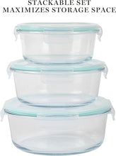 Load image into Gallery viewer, Food Storage Containers - Glass with Airtight Lid – Set of 3 Round ( 390 ml - 520 ml - 800 ml )
