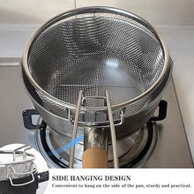 تحميل الصورة في عارض المعرض، 20cm Stainless Steel Mesh Frying Basket | Deep Fryer Strainer with Folding Handle &amp; Pot Hook - Silver
