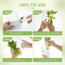 تحميل الصورة في عارض المعرض، Step-by-step guide on using the Herb Fridge Capsule for storing fresh vegetables.
