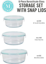 Load image into Gallery viewer, Food Storage Containers - Glass with Airtight Lid – Set of 3 Round ( 390 ml - 520 ml - 800 ml )
