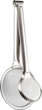 تحميل الصورة في عارض المعرض، 2 in 1 Stainless Steel Strainer &amp; Tongs - Practical Dual-Use Kitchen Tool for Safely Draining and Lifting Foods, Rust Resistant and Heavy Material for Long Lasting Performance.
