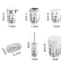 Load image into Gallery viewer, Bathroom accessories set with dimensions labeled on a white background
