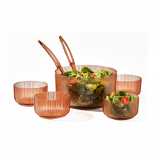 تحميل الصورة في عارض المعرض، 7-Piece Ribbed Acrylic Salad Bowl Set | Modern Kitchen &amp; Dining Serveware
