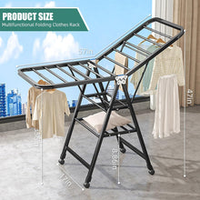 Load image into Gallery viewer, 3-tier foldable clothes drying rack with adjustable wings, dimensions 57in x 47in x 88in, ideal for heavy laundry.
