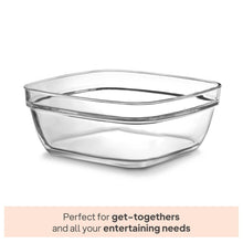 تحميل الصورة في عارض المعرض، 4-Piece Square Clear Glass Bowl Set (600ml) | Multipurpose Serving &amp; Prep Dish
