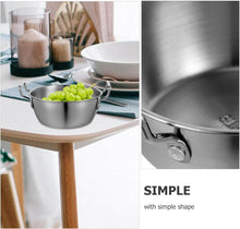 تحميل الصورة في عارض المعرض، 15cm Stainless Steel Serving Wok &amp; Paella Plate | Heat-Safe Food Presentation Pot - Silver
