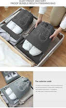 تحميل الصورة في عارض المعرض، Travel Shoe Bag, Waterproof Dustproof, Transparent Slot and Drawstring for Gym and Travel (36 x 45 cm) Grey in use, organizing shoes.
