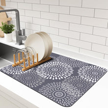 Load image into Gallery viewer, (45 x 60 cm) Absorbent Dish Drying Mat for Kitchen Counter | Foldable Rubber Drainer Pad for Dishes &amp; Glasses

