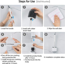 Load image into Gallery viewer, 3 In 1 Silicone Toilet Brush With Holder, Unbreakable Wall Mounted And Free Stand Sleek Toilet Cleaner Brush With Ventilated Drying Stand
