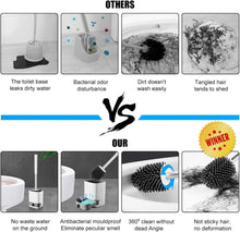 Load image into Gallery viewer, 3 In 1 Silicone Toilet Brush With Holder, Unbreakable Wall Mounted And Free Stand Sleek Toilet Cleaner Brush With Ventilated Drying Stand
