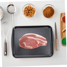 Load image into Gallery viewer, 1 Pc | Multifunctional Thawing Plate Defrosting Plate for Meat Kitchenware Scratch Easy to Clean with pork chop and utensils.

