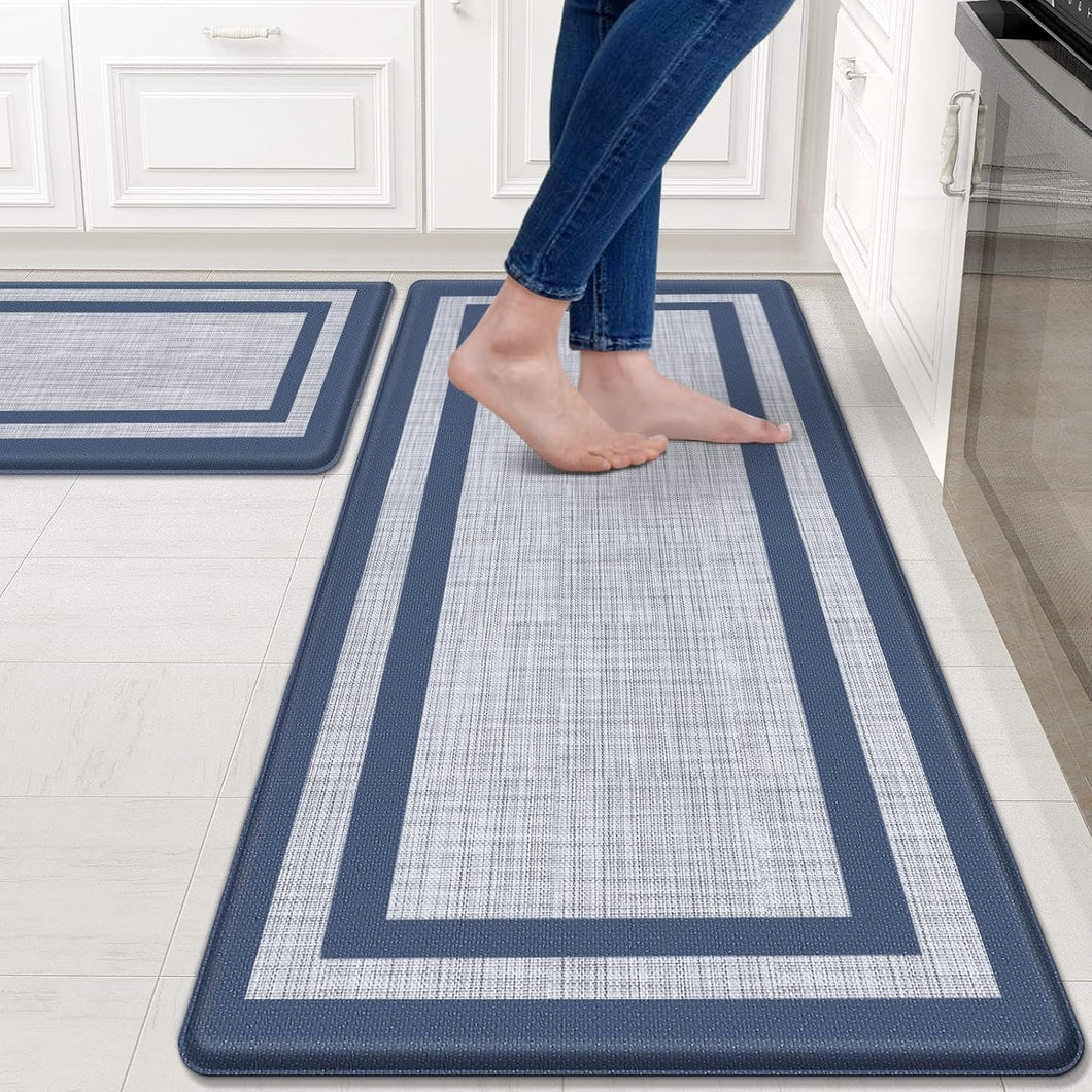 Anti-Slip Mats - PVC Non-Slip Kitchen Mat Set - Set of 2 Anti-Fatigue Mats for Kitchen, Bathroom & Laundry Room