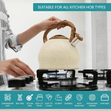 تحميل الصورة في عارض المعرض، 3 Litre Stainless Steel Whistling Kettle with Wooden Handle
