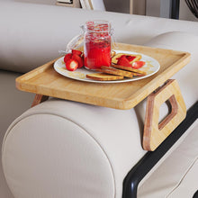 تحميل الصورة في عارض المعرض، Bamboo Folding Sofa Tray, Sofa Armrest Tray Clip-On Couch Desk for Drinks, Snacks, Phone, Remote Control
