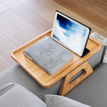 تحميل الصورة في عارض المعرض، Bamboo Folding Sofa Tray, Sofa Armrest Tray Clip-On Couch Desk for Drinks, Snacks, Phone, Remote Control
