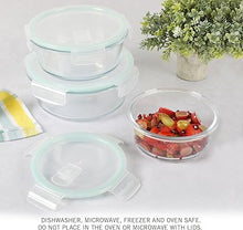 Load image into Gallery viewer, Food Storage Containers - Glass with Airtight Lid – Set of 3 Round ( 390 ml - 520 ml - 800 ml )
