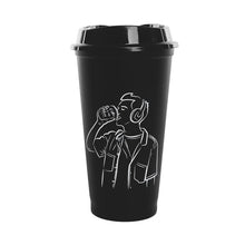 Load image into Gallery viewer, Cups/Mugs/Jars/Jugs - Plastic Reusable Coffee Cup with Lid - Termo Cup - 473 ml. Travel Mug in black design

