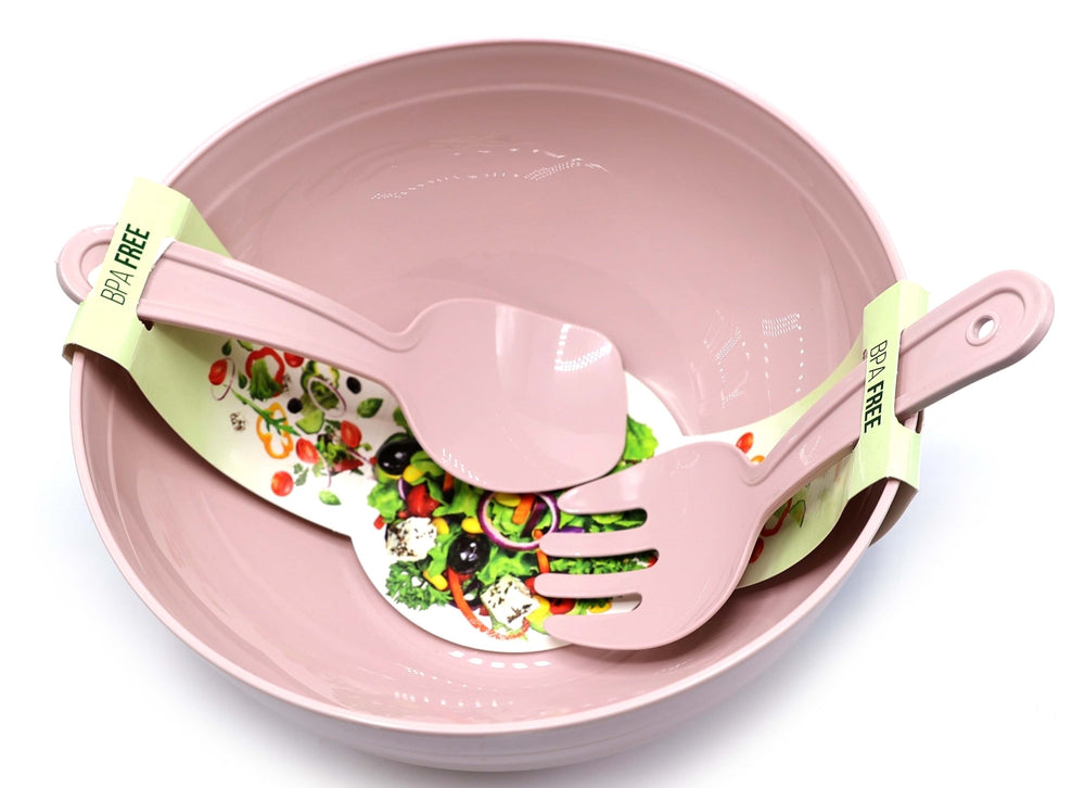 Large Salad & Fruits Serving Bowl Set with Spoon & Fork for Mixing Salad, Fruit & Pasta - 5.5 Liter Salad Bowl