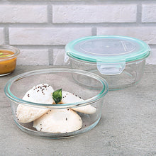 Load image into Gallery viewer, Food Storage Containers - Glass with Airtight Lid – Set of 3 Round ( 390 ml - 520 ml - 800 ml )
