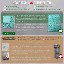 تحميل الصورة في عارض المعرض، Comparison chart between Yimobra's new backing and outdated TPR for mats, highlighting benefits and drawbacks.
