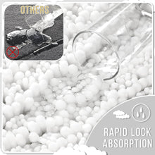تحميل الصورة في عارض المعرض، White absorbent beads with a glass container and text about rapid lock absorption.
