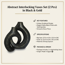 تحميل الصورة في عارض المعرض، Abstract interlocking vases set with key features and specifications on a beige background
