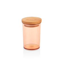تحميل الصورة في عارض المعرض، Clear peach-colored jar with a wooden lid on a white background

