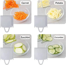 Load image into Gallery viewer, Adjustable Mandoline Slicer for Kitchen | 0.5–8 mm Precision Thickness Control, Ultra-Sharp Stainless-Steel Blades, Anti-Slip Handheld Food Slicer &amp; Veggie Cutter | Dishwasher-Safe

