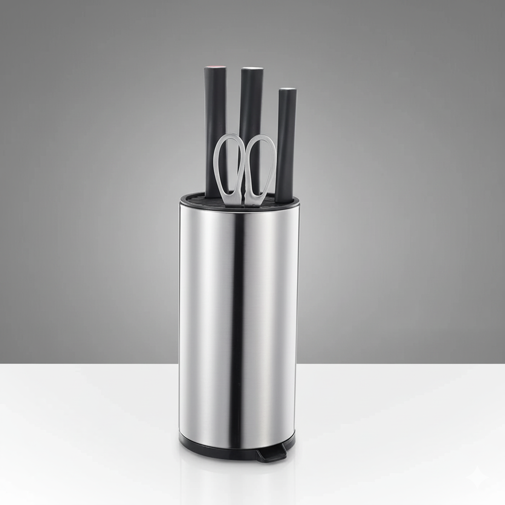 Advanced Universal Knife Block | Stainless Steel Holder with Scissors Slot
