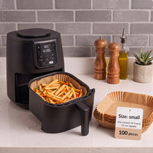تحميل الصورة في عارض المعرض، Air Fryer Liner | Disposable Air Fryer Paper Liners (100-Pack) | 15cm Square Non-Stick Papers
