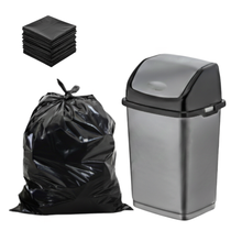 تحميل الصورة في عارض المعرض، Silver trash bin with black trash bags on a white background
