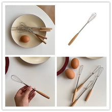 Load image into Gallery viewer, All-Purpose Mini Kitchen Whisk | Stainless Steel with Ergonomic Wood Handle
