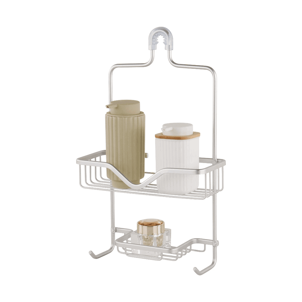 Aluminium Shower Caddy with Two Baskets and Shelves for Shampoo, Conditioner and Soap