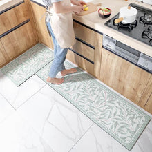 Load image into Gallery viewer, Anti-Slip Rubber Mat – 4mm Thick, Heavy-Duty Comfort Rug for Kitchen &amp; Bathroom - (120 x 45 cm, 1 Piece) - Light Green Leaves Design
