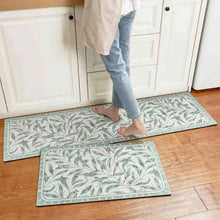 Load image into Gallery viewer, Anti-Slip Rubber Mat – 4mm Thick, Heavy-Duty Comfort Rug for Kitchen &amp; Bathroom - (120 x 45 cm, 1 Piece) - Light Green Leaves Design
