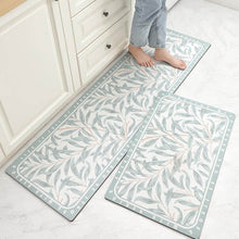 Load image into Gallery viewer, Anti-Slip Rubber Mat – 4mm Thick, Heavy-Duty Comfort Rug for Kitchen &amp; Bathroom - (120 x 45 cm, 1 Piece) - Light Green Leaves Design
