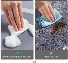 Load image into Gallery viewer, Comparison of cleaning ease: dirt-resistant mat vs hard-to-clean surface, showcasing cleaning methods.

