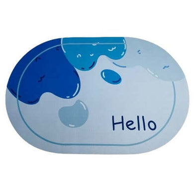 Blue and white soap with 'Hello' text on a white background