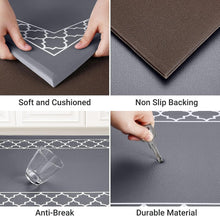 Load image into Gallery viewer, Collage of a soft and cushioned mat with non-slip backing, anti-break feature, and durable material.
